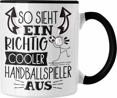 Produktbild von Trendation - Handballspieler Tasse Geschenk So Sieht Ein Richtig Cooler Handballspieler Aus Geschenkidee Spruch Lustig Becher (Schwarz)