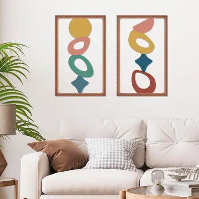 Image de Omgoods - Décoration murale abstraite en métal, design géométrique 3D
