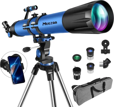 Obrázek produktu pro Teleskop, profesionální astronomický teleskop pro dospělé, s 90mm aperturou, montáží AZ, ohniskovou vzdáleností 800mm, astronomický refraktorový teleskop pro děti a začátečníky