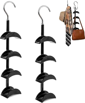Produktbild von Handtaschen Aufbewahrung 2 Stück, Drehbarer Taschenhalter Mit 4 Haken, Für Handtaschen Schals Krawatten