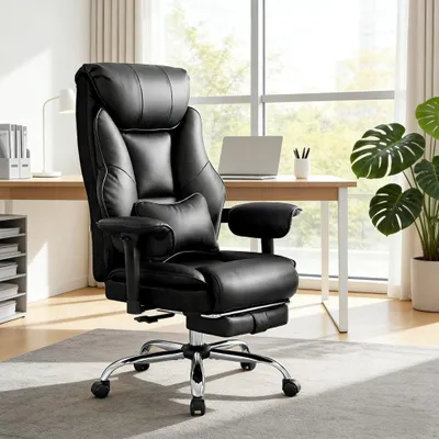 Zdjęcie produktu dla Komfortowe krzesło biurowe, wysokie oparcie, krzesło komputerowe, ergonomiczne, regulowane w wysokości, kolor czarny