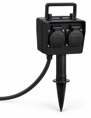 Imagen del producto de Distribuidor de energía Heitronic de 4 vías, con estaca de conexión a tierra, grado de protección IP44