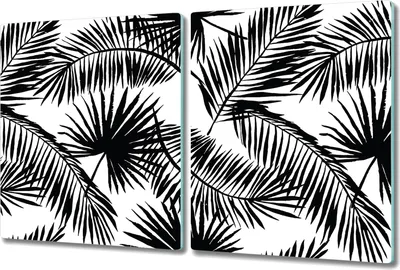 Produktbild von Glas Schneidebrett Herdabdeckplatten Schneideplatten - 2x 40x52 cm - Palm blatt kunst