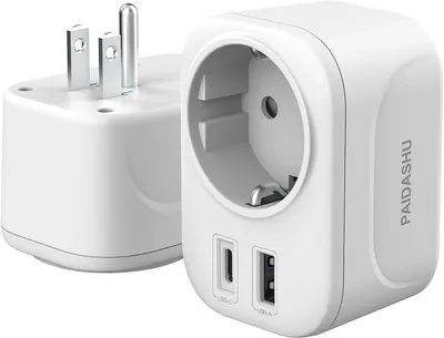 Productafbeelding van Adapter EU-stekker naar Amerikaanse VS, met 2 USB, voor VS, Canada, Mexico