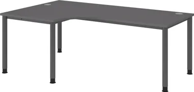 Produktbild von bümö Schreibtisch Serie-H - Nachbildung: Graphit, Gestell: Graphit, Größe: Eckschreibtisch 200 x 120 cm