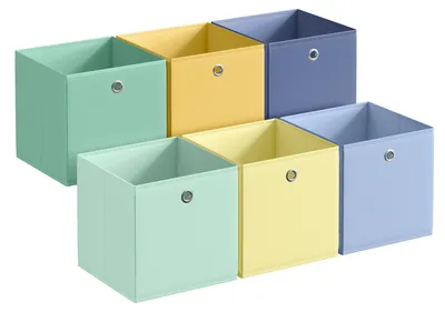 Produktbild von Aufbewahrungsboxen, 6er-Set, geruchsneutral, faltbar, 30 x 30 x 30 cm, Stoffbox, für Würfelregale, farbenfroher Organizer, Aufbewahrungskorb, fürs Schlafzimmer