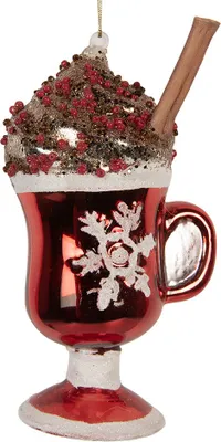 Produktbild von Clayre & Eef Weihnachtsanhänger 7x6x12 cm Rot Glas