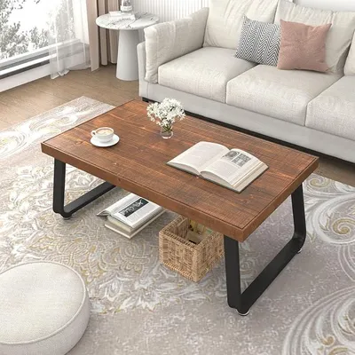 Imagen del producto de Mesa de centro de madera maciza, 100 cm. Mesa auxiliar para el salón