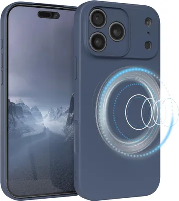 Produktbild von EAZY CASE - Silikonhülle magnetisch für Apple iPhone 17 Pro Max, Hülle Silikon, weich stoßfeste Magnet Handyhülle, Schutzhülle mit Kameraschutz, TPU Bumper in Dunkelblau