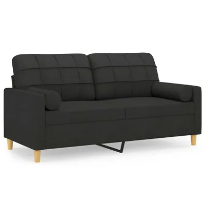 Produktbild von 2-Sitzer-Sofa mit Zierkissen Schwarz 140 cm Stoff