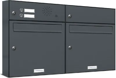 Produktbild von 2er Briefkasten Anlage Aufputz - Wandmontage RAL 7016 Anthrazit Klingel