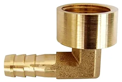 Produktbild von Messing Schlauchverschraubung, 16 mm Widerhaken auf 1/2 Zoll BSP-Innengewinde, 90 Grad Rohradapter