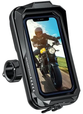Produktbild von Handyhalterung Motorrad Wasserdicht Universal 360° Drehbar Touchscreen bis 7,0" Schwarz