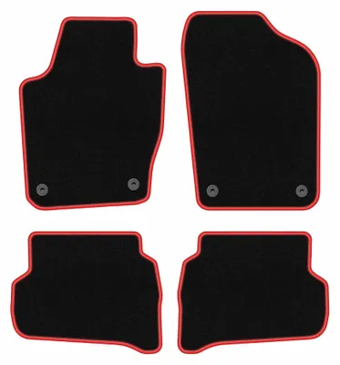 Immagine prodotto di Tappetini in moquette per Volkswagen Polo V 2009-2017 (hatchback) – set 4 pezzi, nero/rosso, su misura – Wielganizator CARLUX