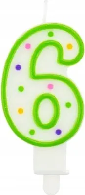 Produktbild von Zahlenkerze "6" Punkte 7,5 cm, 1 Stk.