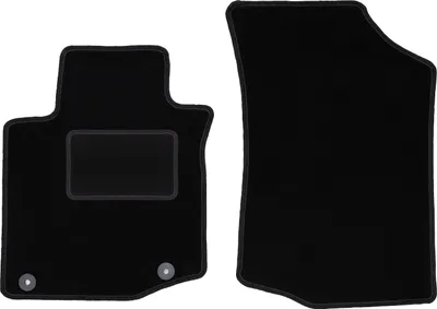 Produktbild von Velours-Fußmatten Vorne passend für Peugeot 108 (Schrägheck, Bj. 2014-) –  schwarz, passgenau, mit Befestigungen set 2 Stk. - STANDARD