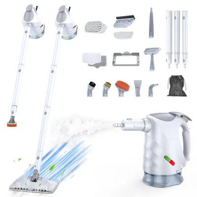 Produktbild von Dampfreiniger, 10-in-1 Handdampfreiniger für Haus & Boden, 1500W Dampfbesen, 450ml Wassertank, 15s Schnelle Aufheizung, Chemiefreie Reinigung