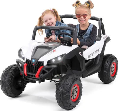 Produktbild von Actionbikes Motors UTV Buggy MX Allrad - Kinder Elektro Auto mit 2,4 GHz Fernbedienung - 2 x 12 V Motoren - USB - AUX - Bluetooth (Schwarz/Weiß)