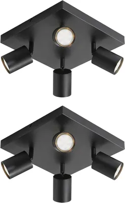 Zdjęcie produktu dla ZMH LED lampa sufitowa czarna 2 reflektory sufitowe: GU10 lampa sufitowa 4 płomienie 330° obrotowe reflektory sufitowe industrialne nowoczesne do salonu sypialni kuchni przedpokoju