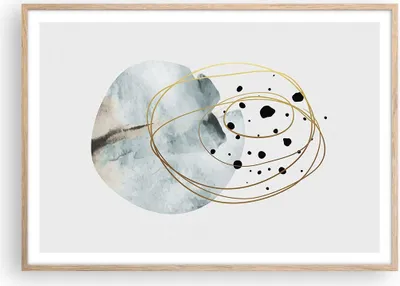 Produktbild von Gerahmtes Poster - Rahmen in heller Eiche - Modern Abstraktion Flecken - 100x70 cm - Wand Bild - Wanddeko - Wandbilder - Kunstposter - Wandposter - Bilderrahmen - Bilder - P2NAA100x70-4782