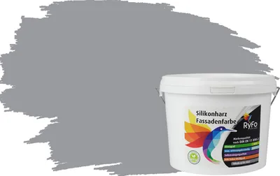 Produktbild von RyFo Colors Silikonharz Fassadenfarbe Lotuseffekt Trend Signalgrau 3l - bunte Fassadenfarbe, weitere Grau Farbtöne und Größen erhältlich, Deckkraft Klasse 1