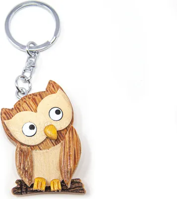Produktbild von Schlüsselanhänger aus Holz - Eule