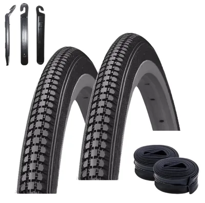 Immagine prodotto di 2 pneumatici per bicicletta Kenda K-103, misura 27 x 1 1/4 (32-630), colore nero + 2 camere d'aria compatibili, inclusi levagomme