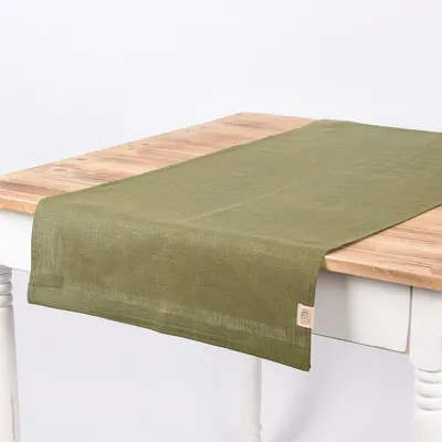 Produktbild von Leinentischläufer Tischläufer Erik 1-lagig 47x150cm oliv grün