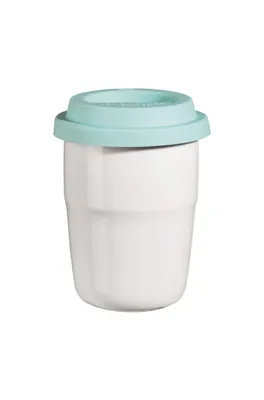 Zdjęcie produktu dla ASA Thermobecher weiß, Deckel türkis THERMO D. 8,5 cm, H. 10,8 cm, 0,2 l., doppelwandig 34700024 Neuheit 2020  Vorteilsset beinhaltet 4 x den genannten Artikel und Geschenk + Spende