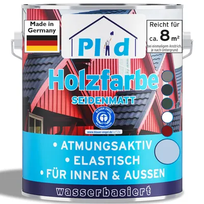Produktbild von Plid Holzfarbe Taubenblau 0,75L / Innen & Außen - Wetterschutzfarbe Holzfarbe Außen - Dauerhafte Holzschutzfarbe - Farbe für Holz
