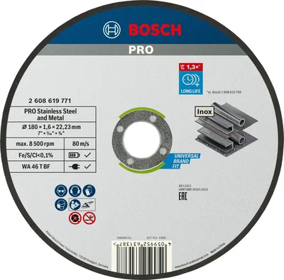 Produktbild von PRO Stainless Steel and Metal Trennscheibe, 180 x 1.6 x 22.23 mm, gerade