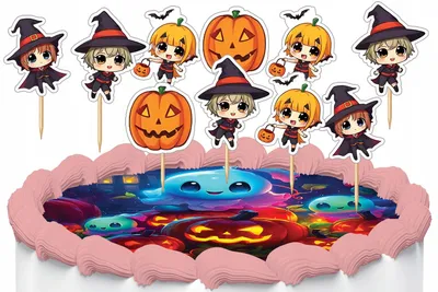 Image de Décorations à gâteau cake toppers - Halloween Horreur Citrouille 10 pièces
