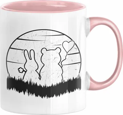 Produktbild von Süße Tasse Hase Bärchen Liebespaar Valentinstag Liebe (Rosa)
