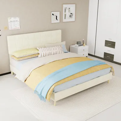 Produktbild von Zerbaco Polsterbett Doppelbett 160x200 cm mit Bettkasten beige Stauraumbett mit Lattenrost, ohne Matratze