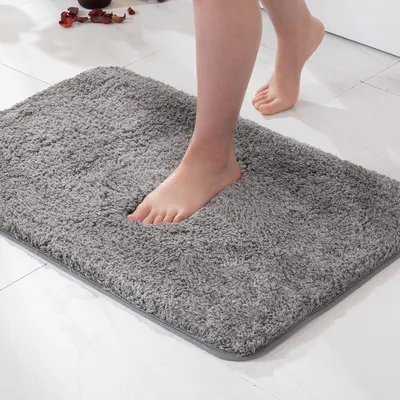 Immagine prodotto di Tappetino da bagno antiscivolo, grigio, 40x60 cm, in microfibra, assorbente