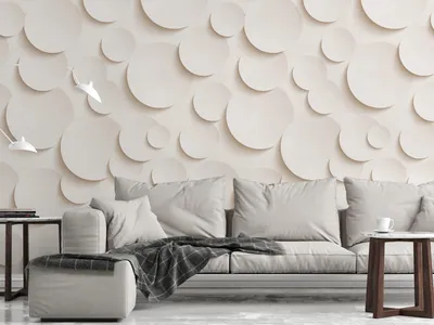 Produktbild von NEWROOM Tapete Weiß Vliestapete Kreise - Wandbild Modern Creme Punkte Tapete 3D Optik Kreise