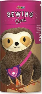Produktbild von Carletto Nähset Faultier Nähpuppe für Kinder, ab 8 Jahre \u2013 Komplettset aus Plüsch & Filz, inkl. Füllmaterial & vorgestanzten Mustern. Mit sicherer Plastiknadel, fördert Feinmotorik. Fertiges Plüschtier ca. 25x21 cm, inkl. niedlicher Tasche.