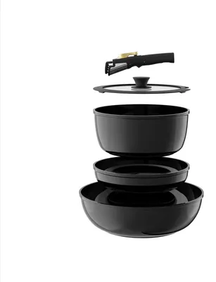 Immagine prodotto di Set di pentole da cucina in Vetroceramica, con rivestimento antiaderente e maniglie removibili