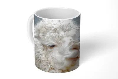 Produktbild von KitchenYeah® Tasse Kaffeetasse Kaffeebecher 350 ml Alpaka - Wolle - Weiß Teetasse - Fototasse - Becher - Keramikbecher - Teebecher - Kaffeetasse - Bürotasse