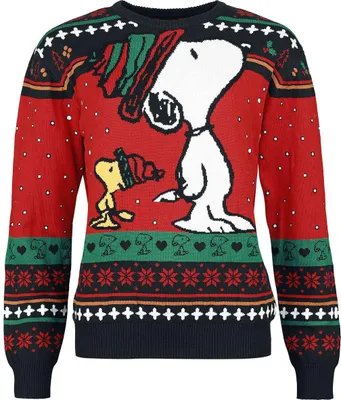 Produktbild von Peanuts Weihnachtspullover Damen Snoopy And Woodstock multicolor S