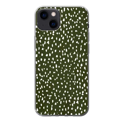 Produktbild von MuchoWow® Handyhülle Schutzhülle Hülle für iPhone 13 Polka dots - Weiß - Schwarz Silikon Softcase Handy Hülle - Karteninhaber