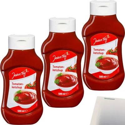 Produktbild von Jeden Tag Tomatenketchup PET-Flasche 3er Pack (3x500ml Flasche) + usy Block
