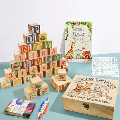 Babyparty-Spielset 81-teilig, Gästebuch zum Bemalen