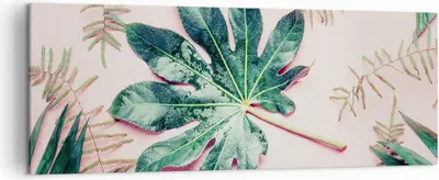 Produktbild von Bild auf Leinwand - Leinwandbild - Einteilig - Blatt Tropisch Palme - 140x50cm - Wand Bild - Wanddeko - Wandbilder - Leinwanddruck - Bilder - Wanddekoration - Leinwand bilder - AB140x50-4314
