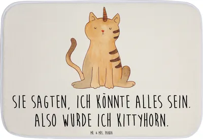 Produktbild von Mr. & Mrs. Panda Badvorleger Einhorn Katze - Weiß - Geschenk, Unicorn, Regenbogen, Badezimmerteppich, Badematte, duschmatte, Badteppich, Glitzer, Mieze, Badezimmer Matte