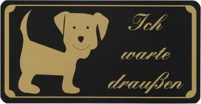 Produktbild von Hinweisschild - Ich warte draußen - 308069 schwarz - 15cm x 7cm - Kunststoffschild Schild