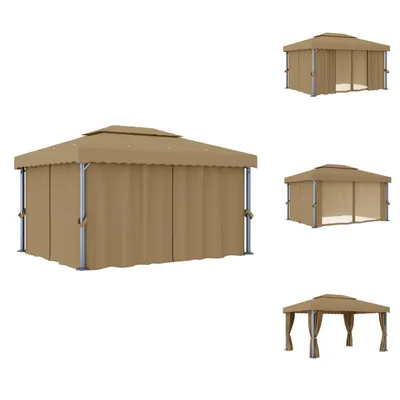 Immagine prodotto di vidaXL Padiglione con tenda 4x3 m Taupe Alluminio - Padiglioni e tende per feste