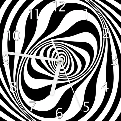 Produktbild von Wallario Design Wanduhr Optische Täuschung - Zebra Muster - schwarz weiß aus Echtglas, Größe 20 x 20 cm