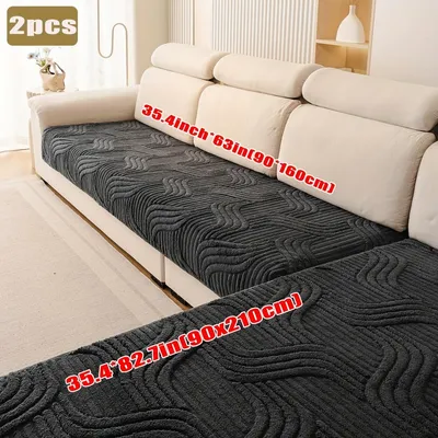 Produktbild von 2 Stück Fuchsschwanz Sofabezug,4-5 Sitzer Couchbezug, Antirutsch Sofahusse Möbelschutz，Heimdekoration,Klassisches Design,dunkelgrau(90x160cm+90x210cm)