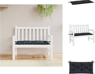 Produktbild von vidaXL Gartenbank-Auflage Schwarz Karomuster 100x50x7 cm Oxford-Gewebe -  Sitzpolster